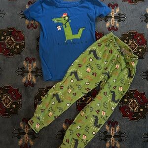 Gymboree Blue Top with Green Crocodile Print Pajama Set